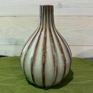 Vintage Glazed Wedged Ceramic Pottery Vase Numbered 4